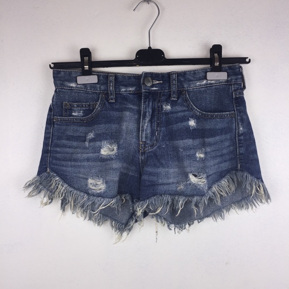 Free People Pants - Free People Distressed Blue Jean Shorts Raw Edges